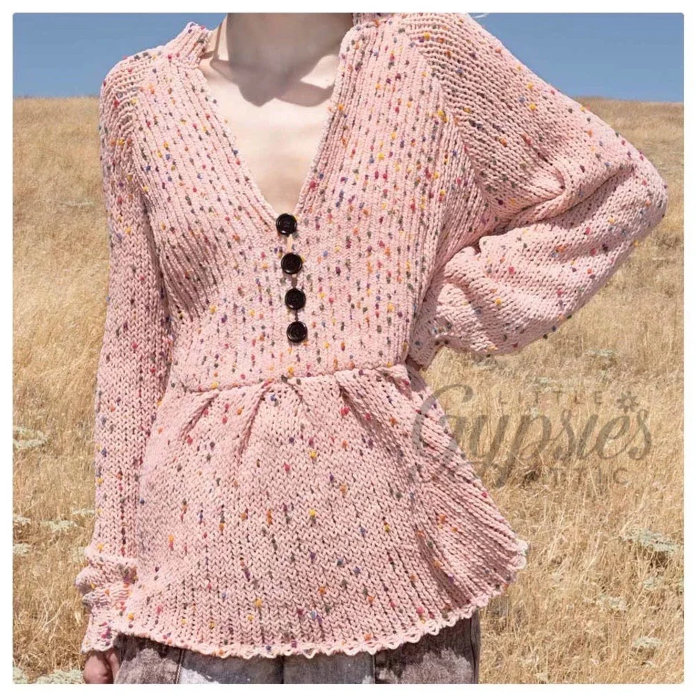 POL Pink Confetti Cake Peplum Sweater - Picture 5 of 9